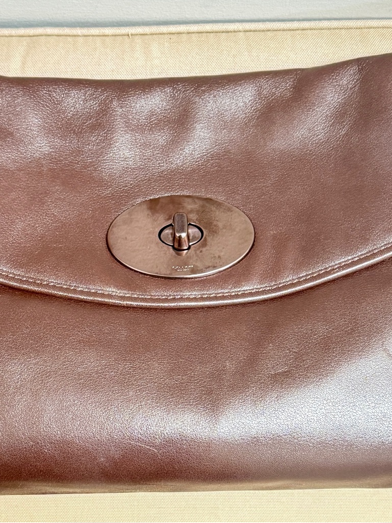 Coach Metallic Silver TurnLock Crossbody